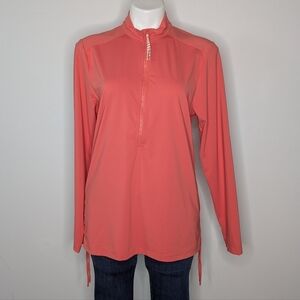 Carve Designs peach coral 1/4 zip long sleeve pullover swim cover XL